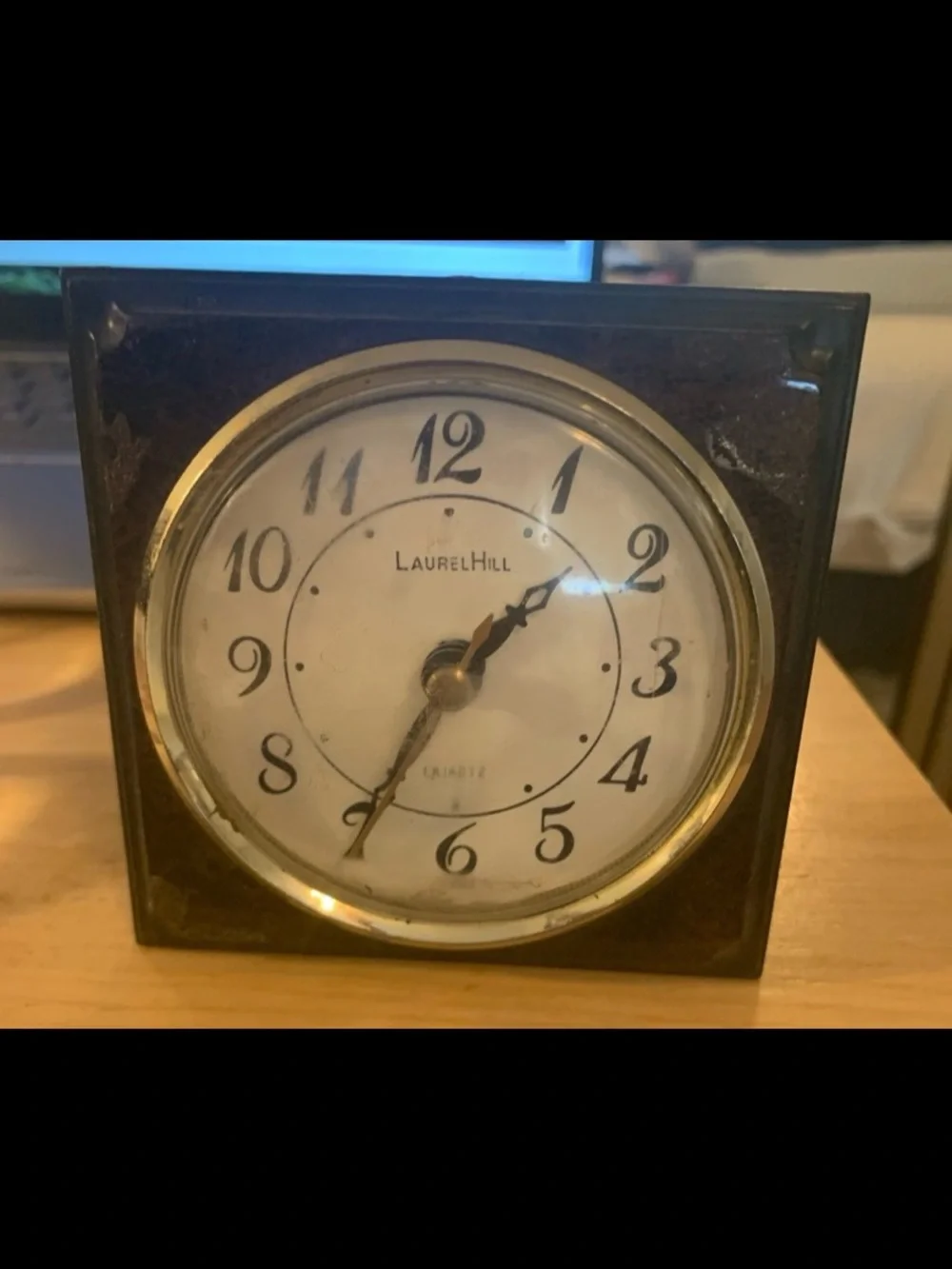 Laurelhill Black and Gold Square Mantel Clock